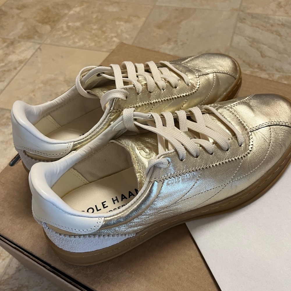 Cole Haan Grand Crosscourt Brynn Sneaker, Gold Metallic